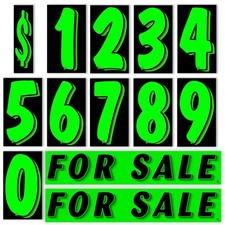 Vinyl Number and Decals 13 Dozen Car Lot Windshield Pricing Stickers Green 2...