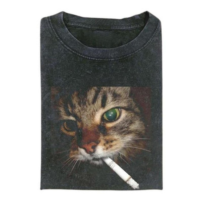 Cigarette Kitty Gen Z Joke Tee, Funny Smoking Cat Meme Hoodie, Stupid Brainrot