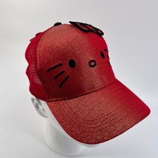 Hello Kitty Sanrio Kids Red Glitter Trucker Baseball Cap Hat New with Tags