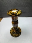 VINTAGE BRUSH MCCOY ONYX ART POTTERY MOTTLED CANDLE HOLDER OR VASE