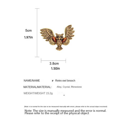 Luxury Vintage Owl Brooch Owl Shape Ancient Bronze Owl Corsage Ornament - Picture 2 of 12
