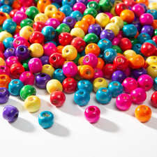 600Pcs Colourful Wooden Beads round Paint 10Mm Wooden Beads Spacer Beads with La