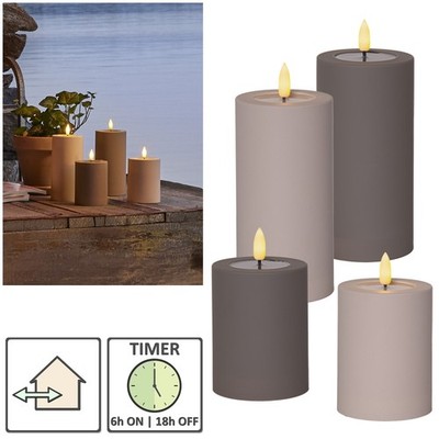 Outdoor Led Kerze mit TIMER soft pastel 3D-Flamme 6h/18h Garten Balkon für Außen