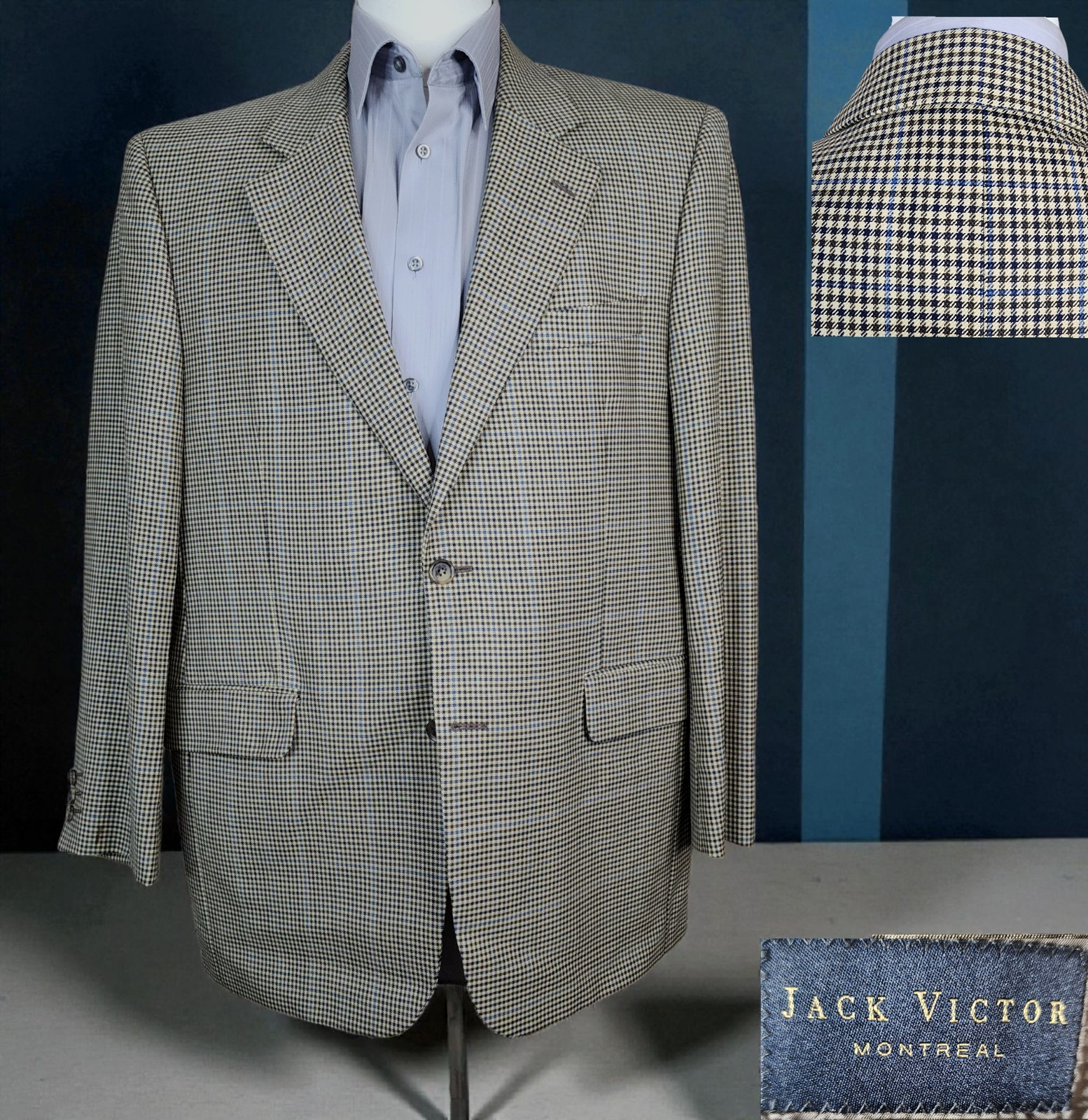 Jack Victor Sport Coat Blazer Mens 44R Multicolor Check Canada Wool