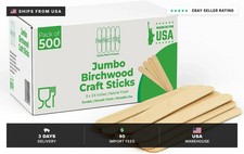 Jumbo Birchwood Craft Sticks, 6 x 3/4 inches, Natural, 500 Count, Made in USA