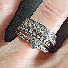 Sterling Silver 925 CZ Stackable Bands Set of 4 Rings Anniversary Pave READ Sz 8