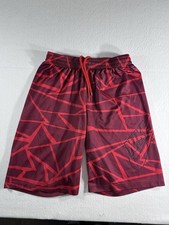 Nike SB Boys Large 12-13 Shorts Burgundy Red Geometric Mesh Skateboard Gym