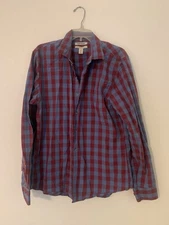 Good Threads Button Up Men’s Plaid Blue Red Long Sleeve Slim Fit Large