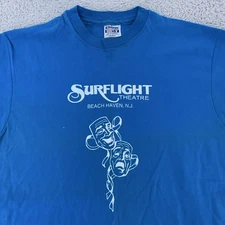 Vintage Surflight Theatre Shirt M/L Blue Beach Haven NJ Drama Comedy 90s