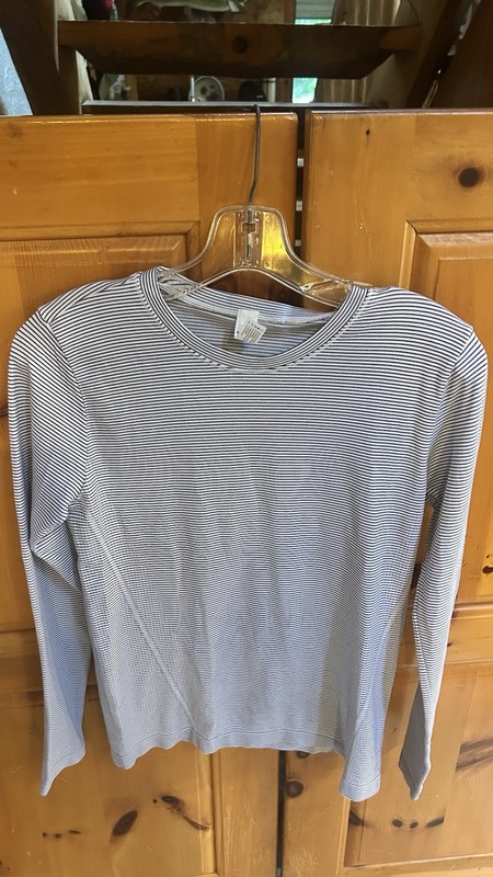 90 Degree by Reflex Navy and White Stripes Long Sleeve Top