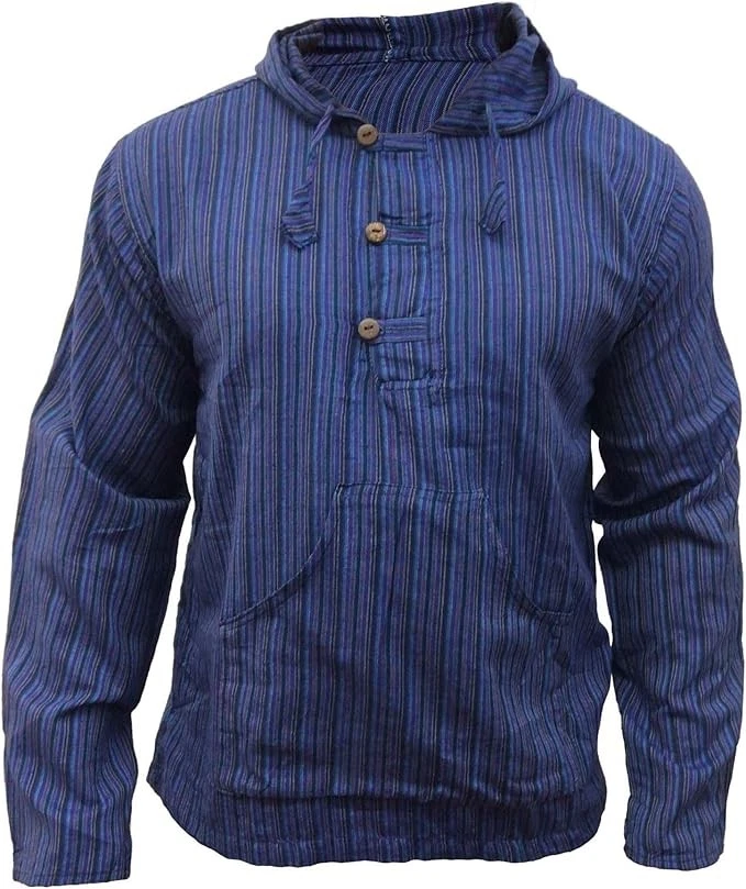 Sweat-shirt Homme en Coton avec Capuche à Rayures Bleu Festival M - Photo 2/4
