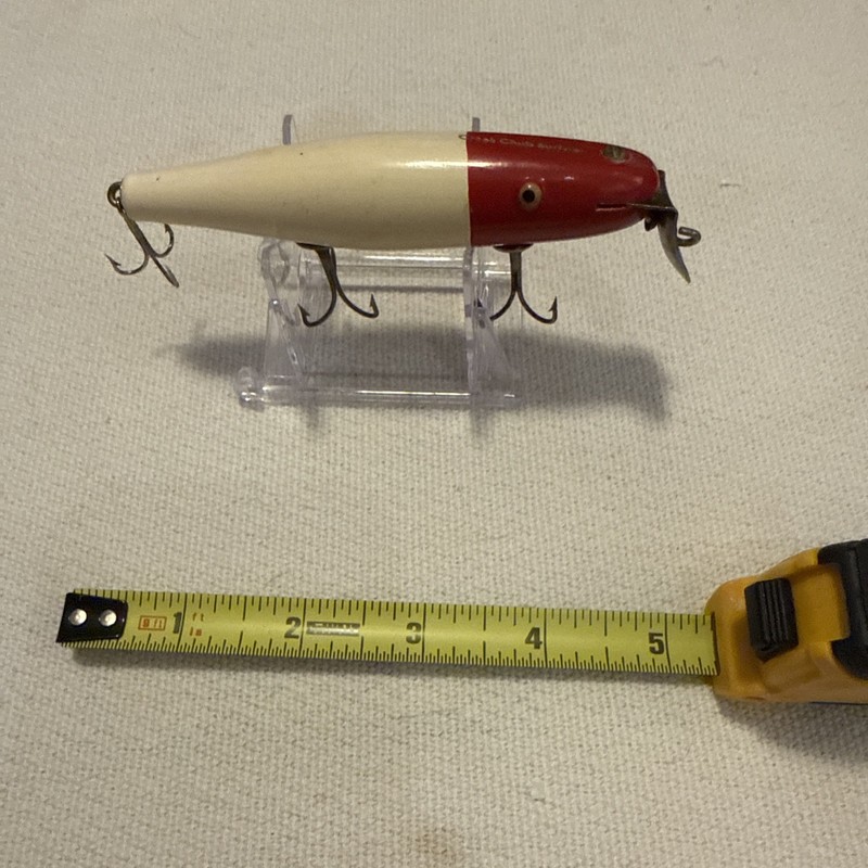 Vintage Creek Chub Surfster 7202 White Body / Red Head Tack Eye Wood Excellent!