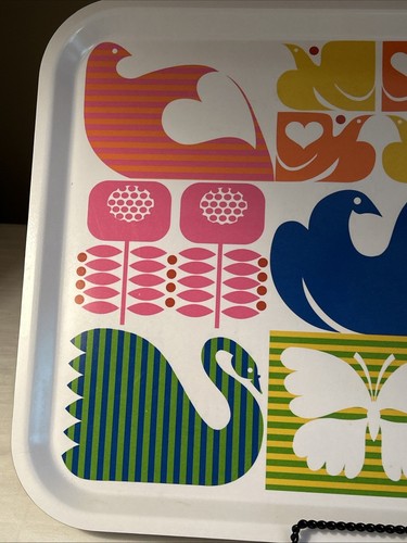 IKEA Serving Tray BIRD Scandinavian 17x13” Melamine Swan Heart Love & Peace Lg - Picture 2 of 11
