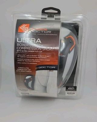 Shock Doctor Ultra Boxer Length Compression Shorts Med w/ Ultra Carbon Flex Cup