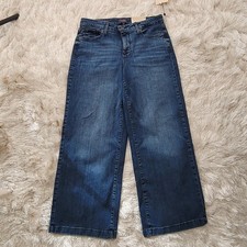 NYDJ Teresa Wide Leg Ankle Jeans Lifttuck Sz 6 Blue