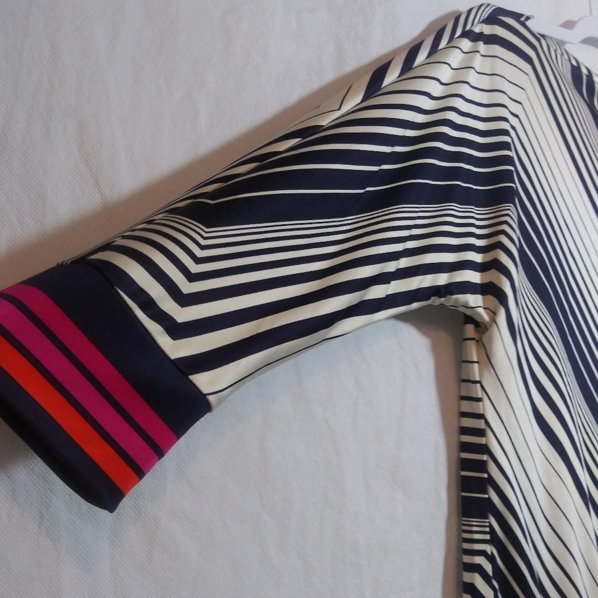Trina Turk Womens Monteverde Striped Slinky Jersey Knit Blouse Size XS View 4