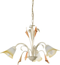 Lucrezia 4722/3 - Lampadario 3 Luci. Struttura in Metallo Color Avorio. Paralumi