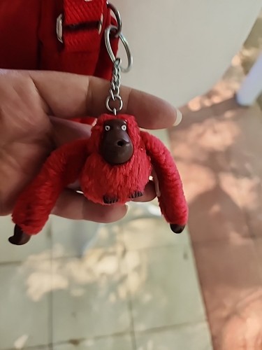 Vintage Kipling Red X-Small Red Nylon Shoulder Bag With Monkey Charm Adjustable - Picture 5 of 11