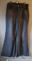 DAZY Ladies Faded Black Flare Jeans W37 L32 High Waisted Raw Hem Denim Trousers