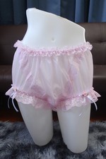  A292 2XL/ElasticW.24-42" Vintage Style Pink Nylon Full Brief Panties Underwear