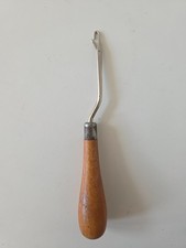 Vintage Wooden Handle Bent Latch Hook Tool Rug Making Canvas Yarn Craft