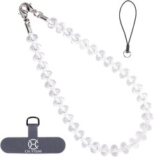 Handmade Natural Gemstone Crystal Beaded Charm Cell Phone Camera Lanyard, Hands-