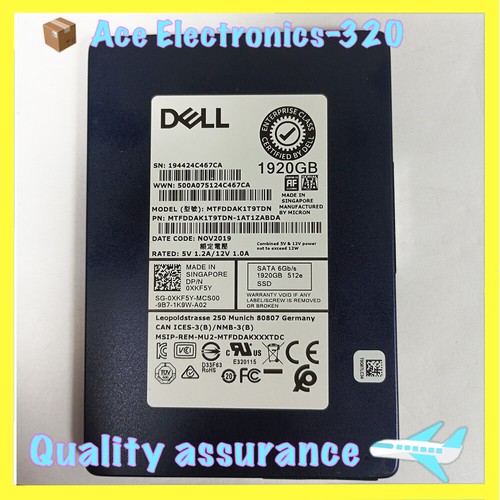 Dell XKF5Y 0XKF5Y 1.92TB Read Intensive TLC SATA 6GBPS 2.5" SSD G14 15 16 Tray - 第 1/3 張圖片