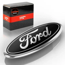 BLACK & CHROME 2005-2014 Ford F150 FRONT GRILLE TAILGATE 9 Inch Wide Oval Emblem