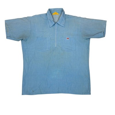 Vintage 70s Ben Davis Half Zip Work Shirt Men's Large Rare Workwear
