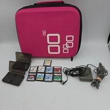 Nintendo DS 3DS DSi Game Lot Of 9 With Large Travel Case Hot Pink Charger