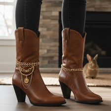 Women 2PCS Gold Boot Chain Bracelet Multi Strands Coin Charm Shoe Anklet A PAIR