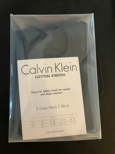 2 CONFEZIONI MAGLIETTE SOTTOMAGLIETTE CALVIN KLEIN TAGLIA SMALL NERE GIROCOLLO COTONE - Foto 2 di 5