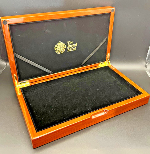 Royal Mint Wooden Presentation Box with Black Velvet Interior I c1990s-2000s