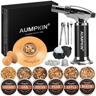 Cocktail Smoker Kit with Torch   6 Flavors Wood Chips   Bourbon, Whiskey Smok...