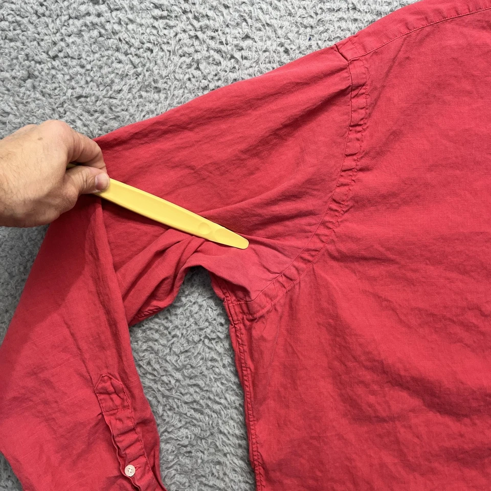 Camisa Ralph Lauren Para Hombre XL Roja Calce Clásico Lino Algodón Con Botones Manga Larga Foto 4 de 4