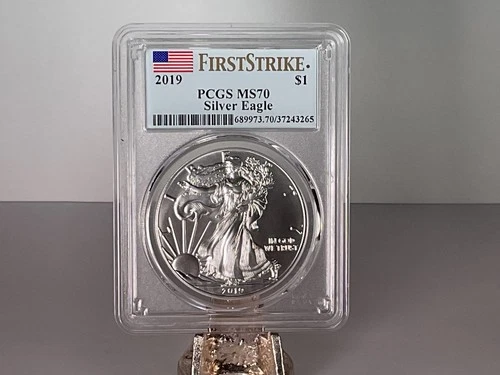 2019 $1 Type 1 American Silver Eagle PCGS MS70 Flag Label 1 oz .999 Fine 1oz