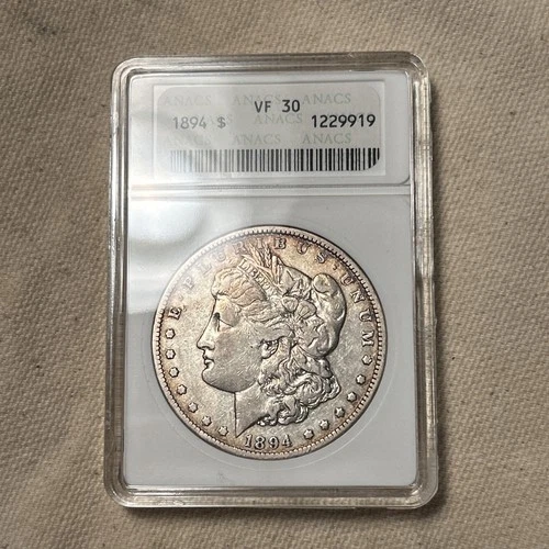 1894 $1 Morgan Dollar ANACS Soapbox VF30