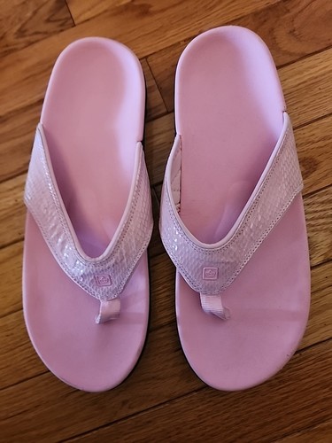 Spenco Yumi Orthotic Support Flip-flop Thong Pink Snake Print Sandal 10B/EUC - Picture 1 of 6