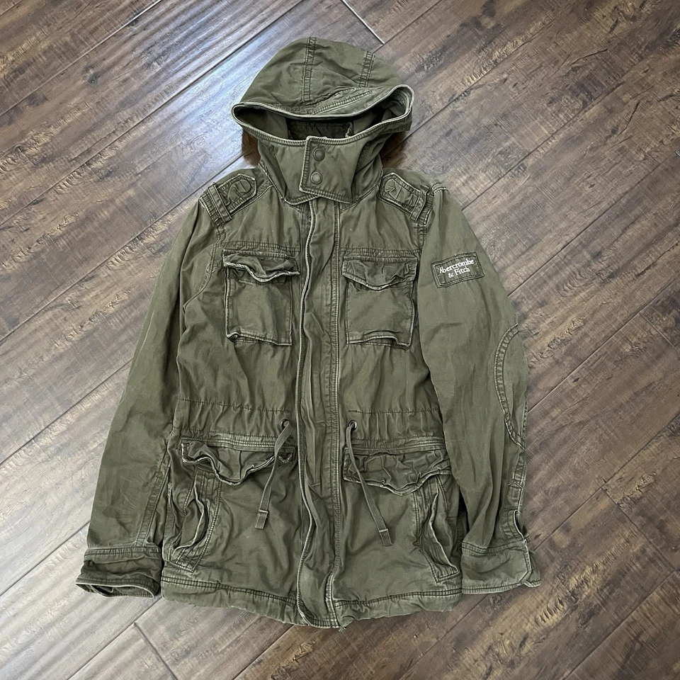 Chaqueta Abrigo Parka De Colección Abercrombie & Fitch M65 Verde Militar Ejército Campo Tipo 2 Foto 2 de 4