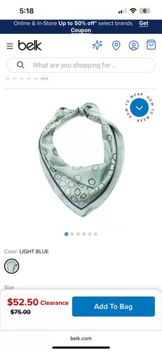 Coach Vintage Design Tea Rose Silk Diamond Scarf, Light Blue Multi - Picture 7 of 10