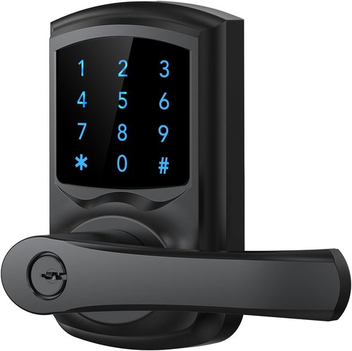 Keyless Entry Door Lock, Keypad Lock with Handle, Electronic Matte Black - Picture 1 of 9