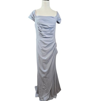 xscape light blue dress Xscape Petite One-Shoulder Applique Ball Gown - Blue Gold main image 0