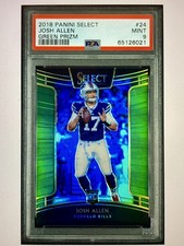 2018 JOSH ALLEN PANINI SELECT GREEN PRIZM #24 RARE ROOKIE CARD #1/5 PSA 9 MINT