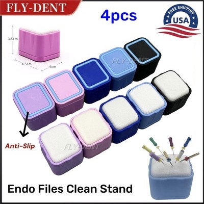 4pcs Dental Endo Clean Stand Cleaning Foam Sponge File Holder Anti-Slip Base