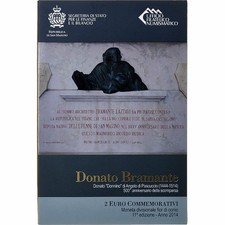 [#1278381] San Marino, 2 Euro, Donato Bramante, Coin card, 2014, Rome, Bi-Metal,