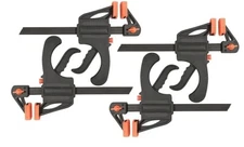 4 Pack - 12" Ratcheting Bar Clamp, 2.5" Throat Depth, NYLON Handle w/ Trigger 