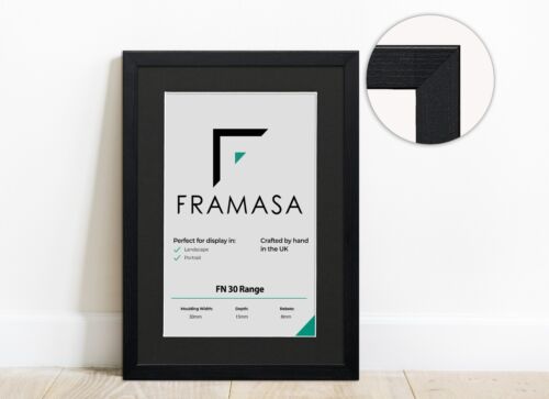 Black Photo Frames With Mounts Flat Picture Frames Art Poster Frames A1 A2 A3 A4 - Picture 9 of 11