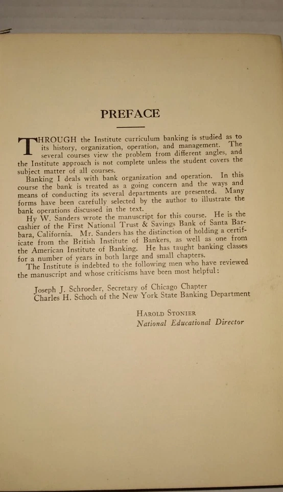 Organización y operación bancaria por Hy W. Sanders 1931 primera edición primera impresión Foto 4 de 4