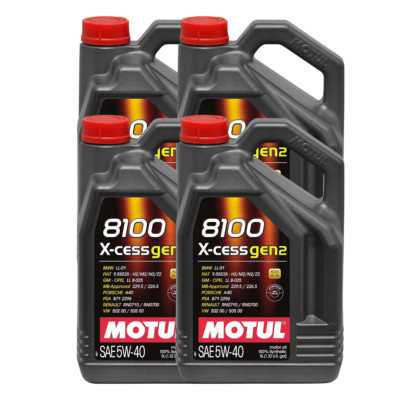 Motul 8100 X-Cess Gen2 5W40 - 100% Synthetic Oil - 5L 109776 4 Pack