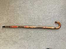 VINTAGE MEXICAN HAND-CARVED HAND-PAINTED CANE Wooden Walking Stick, Mexico